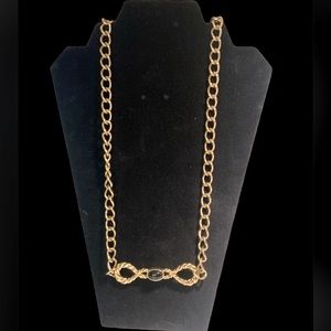 Vintage Monet Gold Chain w/ Gold Fig 8 & Black Stone 16”